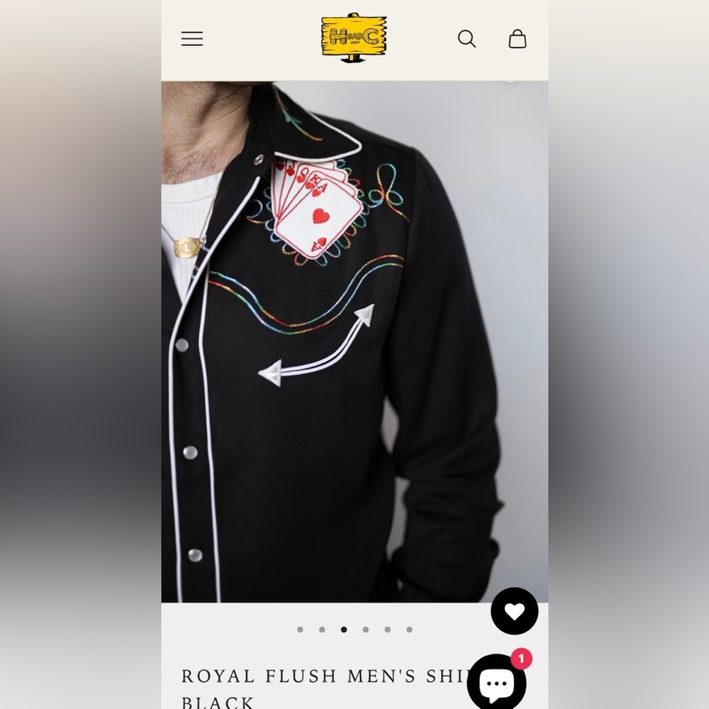 H Bar C XL Black Label Vintage Inspired Royal Flush Shirt - Picture 4 of 14